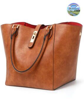 Large Work Tote Bag for Women Big Bucket Purses PU Leather Shoulder Bag